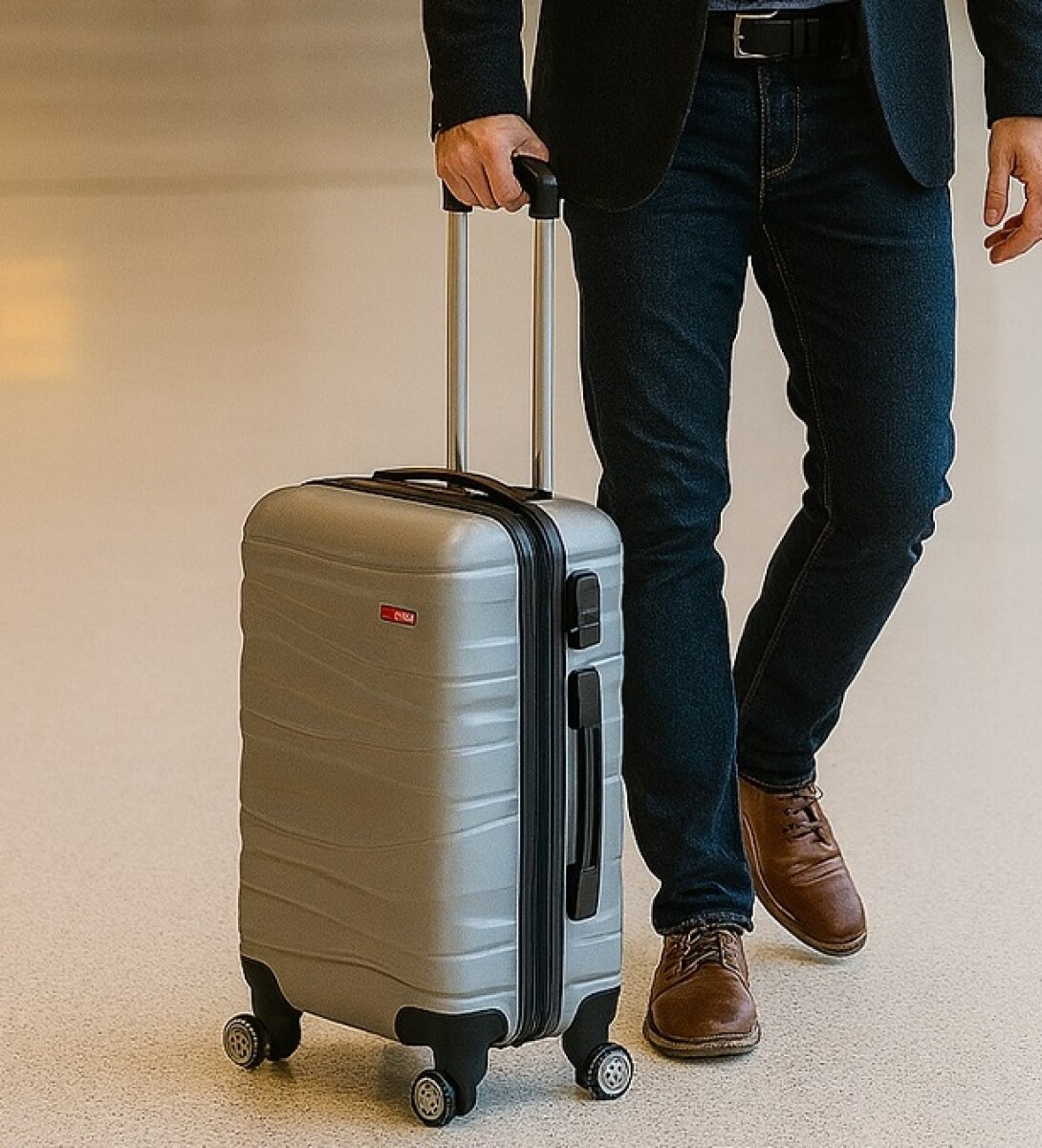 Valija Rigida Carry On Con Mango Telescopico Gris 