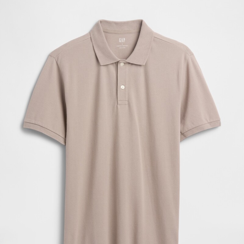 V-STRETCH PIQUE POLO - SOLID MEDIUM COOL BROWN