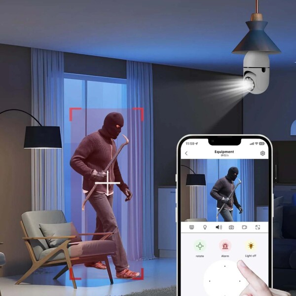 Cámara Seguridad Vigilancia 360 WiFi Graba Audio Espía Color Blanco