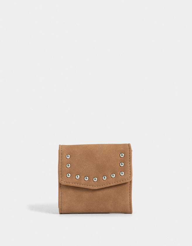 Monederos Boho Monedero Con Tachitas - Marron Beige