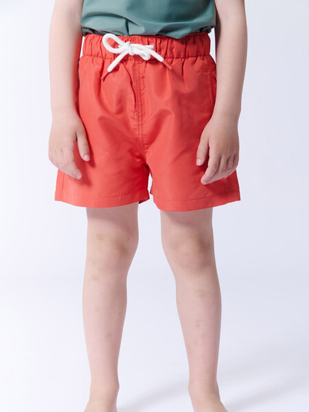 Short de baño liso Rojo