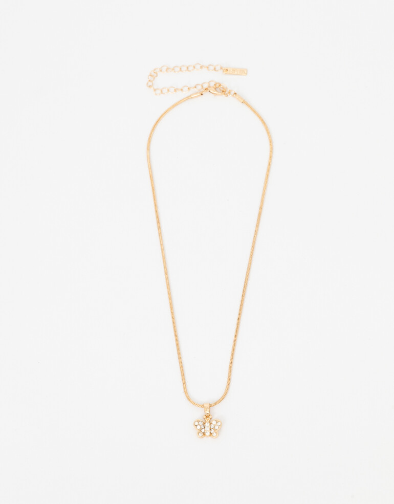 Cadena Corta con Dije Strass Collar Con Dije De Mariposa De Strass - Dorado
