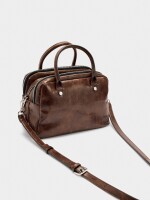 Bolso Bowling Efecto Craquelado marron