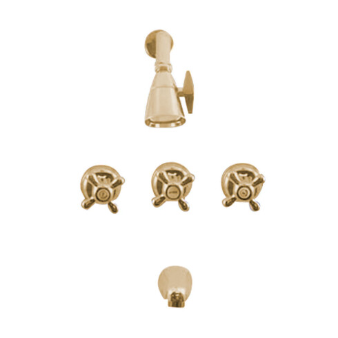 Griferia De Ducha Cruz Aqualia Bimando Cierre Color Oro Cromado 000