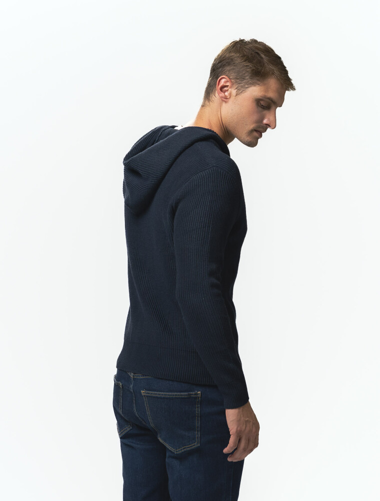 Campera Tejida con Capucha TRENTO Marino