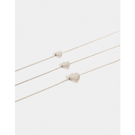 Collar Con Corazones Plateado