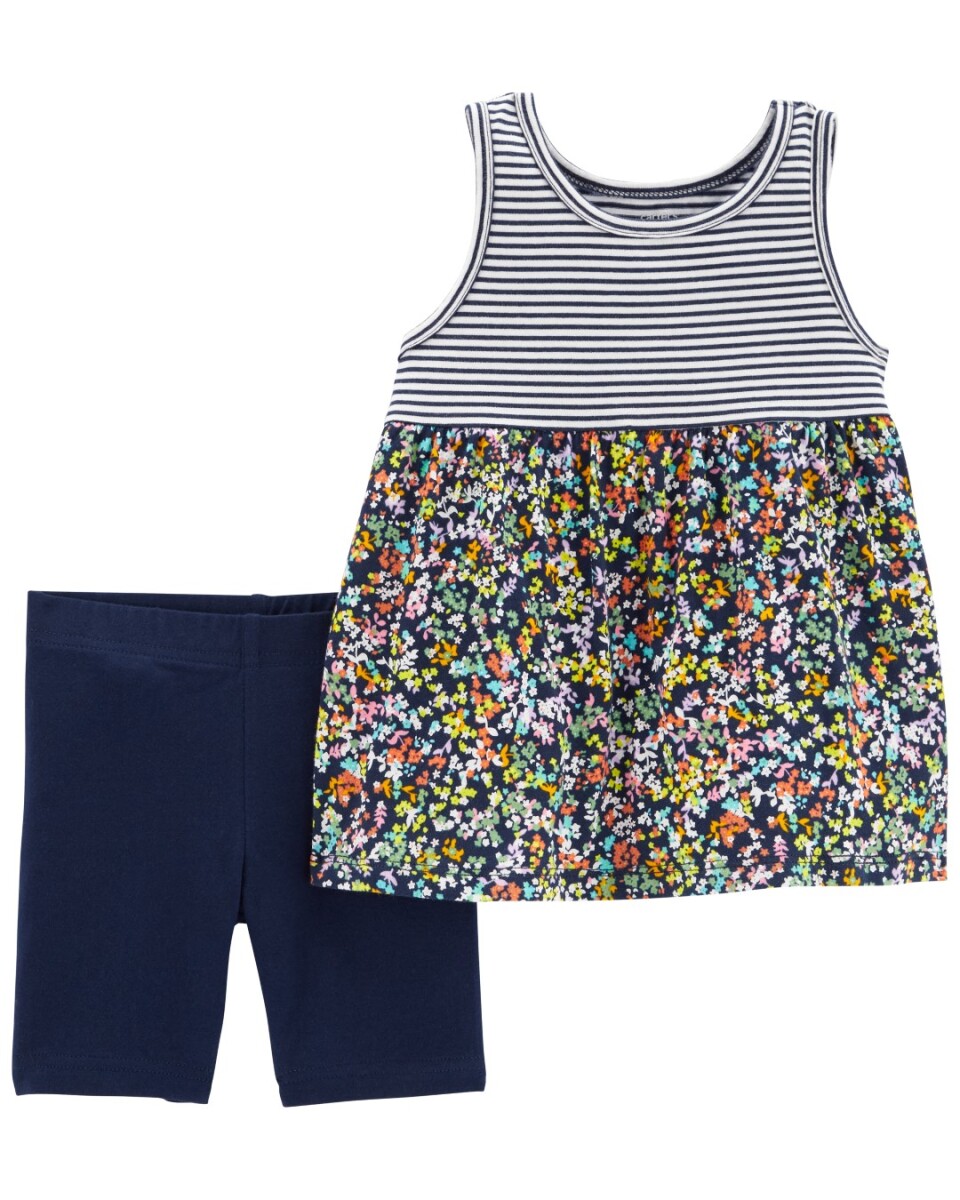 Set Carters 2 Piezas Calza Corta Blusa Combinada Algodón - MULTICOLOR 