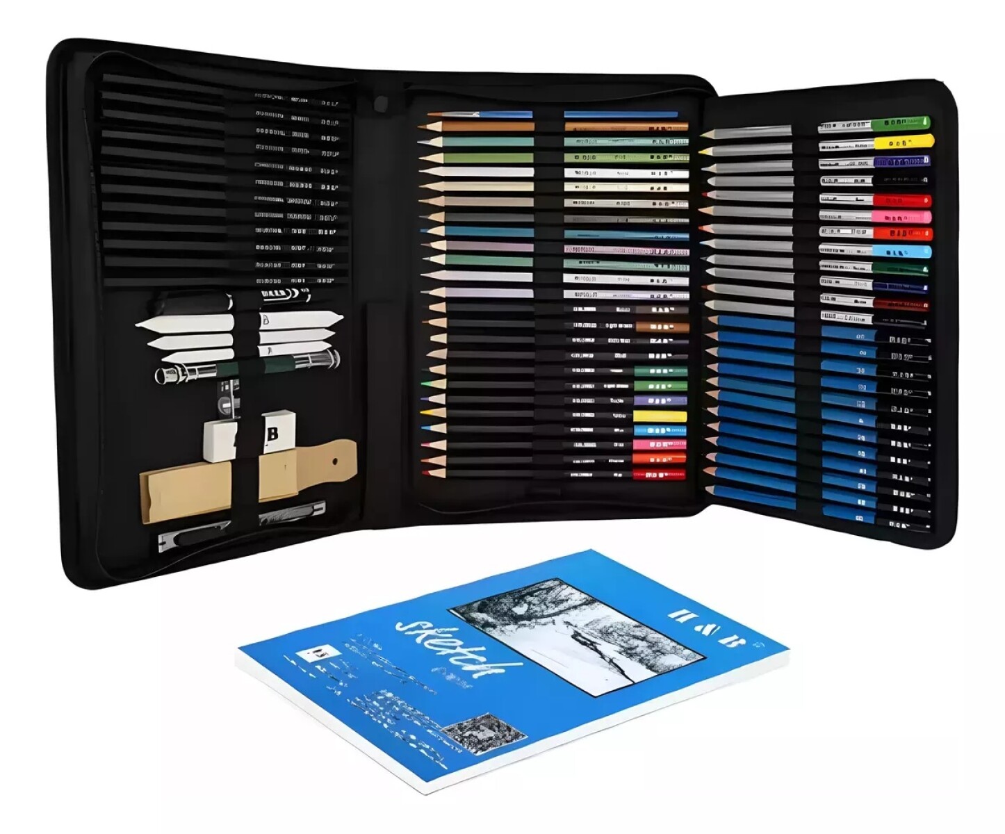 Kit Dibujo Técnico Piccoly 72 Piezas Con Estuche - Negro 