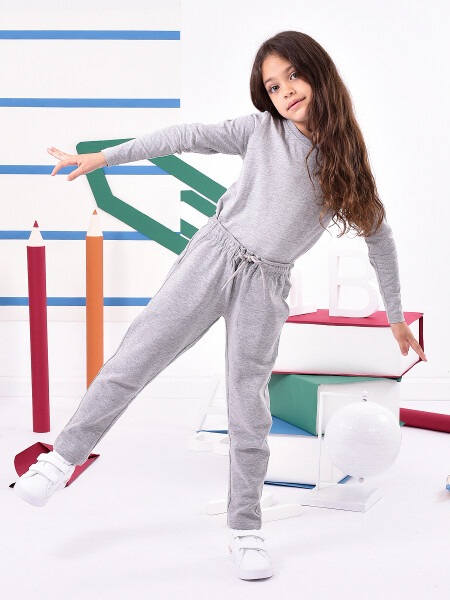 PANTALON DEPORTIVO DE FELPA SIN PUÑO GRIS MELANGE M