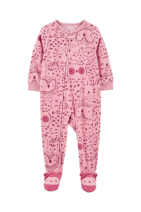 Pijama una pieza con pie de micropolar diseño búho Sin color