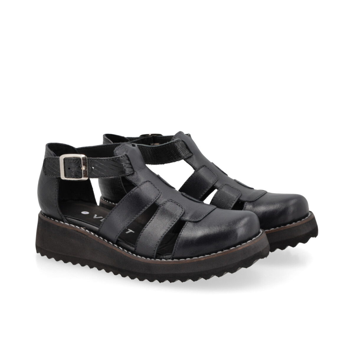 SANDALIAS VENET - CUERO LILE - NEGRO 