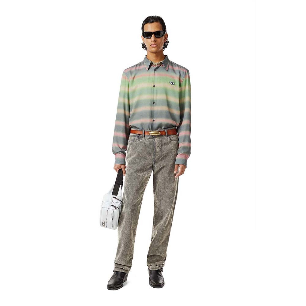 Camisa Diesel S-Tucker-Stripe Hombre Malachite Green