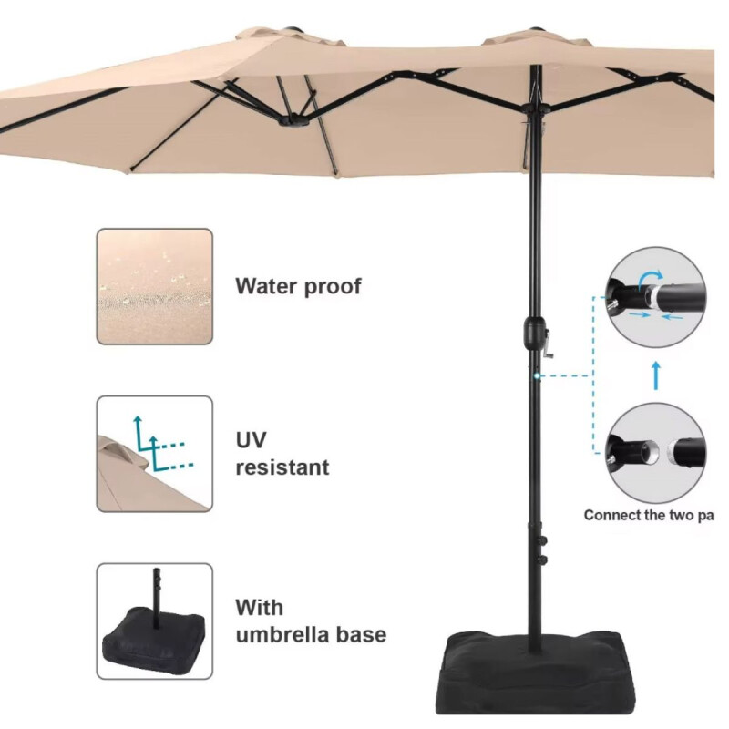 Sombrilla Para Jardín XL 4.50 m con Base Incluida y Apertura por Manivela Sombrilla Para Jardín XL 4.50 m con Base Incluida y Apertura por Manivela