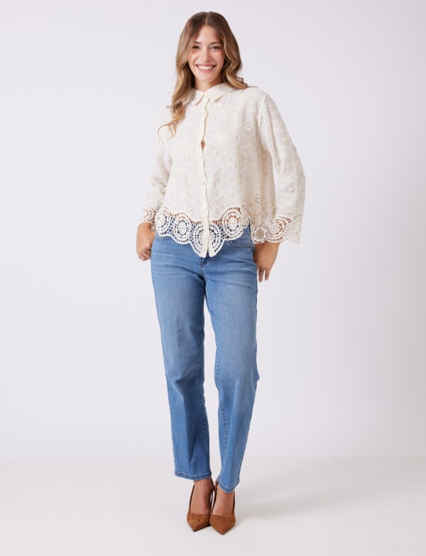 Camisa Algodon Broderie CRUDO
