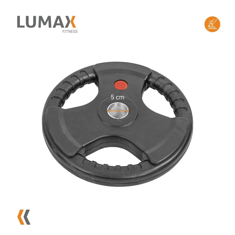 Disco Pesa Olímpica Recubierta Lumax con 3 Agarres 10KG Disco Pesa Olímpica Recubierta Lumax con 3 Agarres 10KG