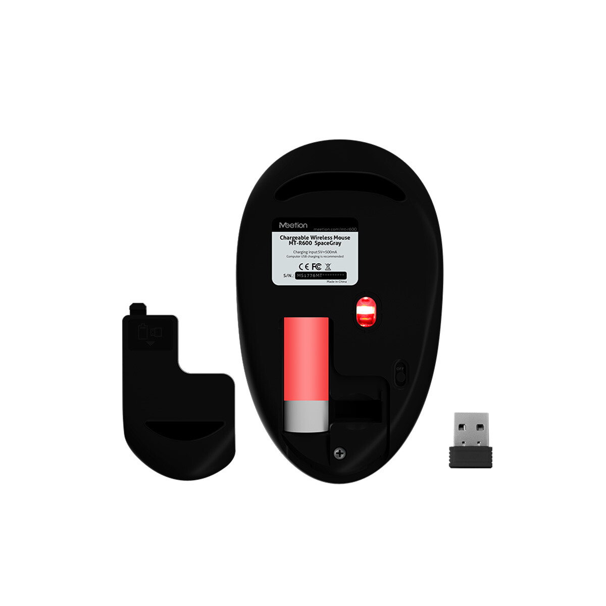 Mouse Inalámbrico Recargable USB Meetion - Negro Mouse Inalámbrico Recargable USB Meetion - Negro