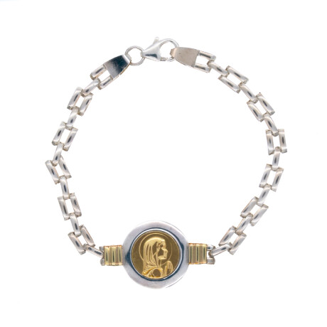 Pulsera de plata 925, double en oro 18 ktes, VIRGEN NIÑA. Pulsera de plata 925, double en oro 18 ktes, VIRGEN NIÑA.
