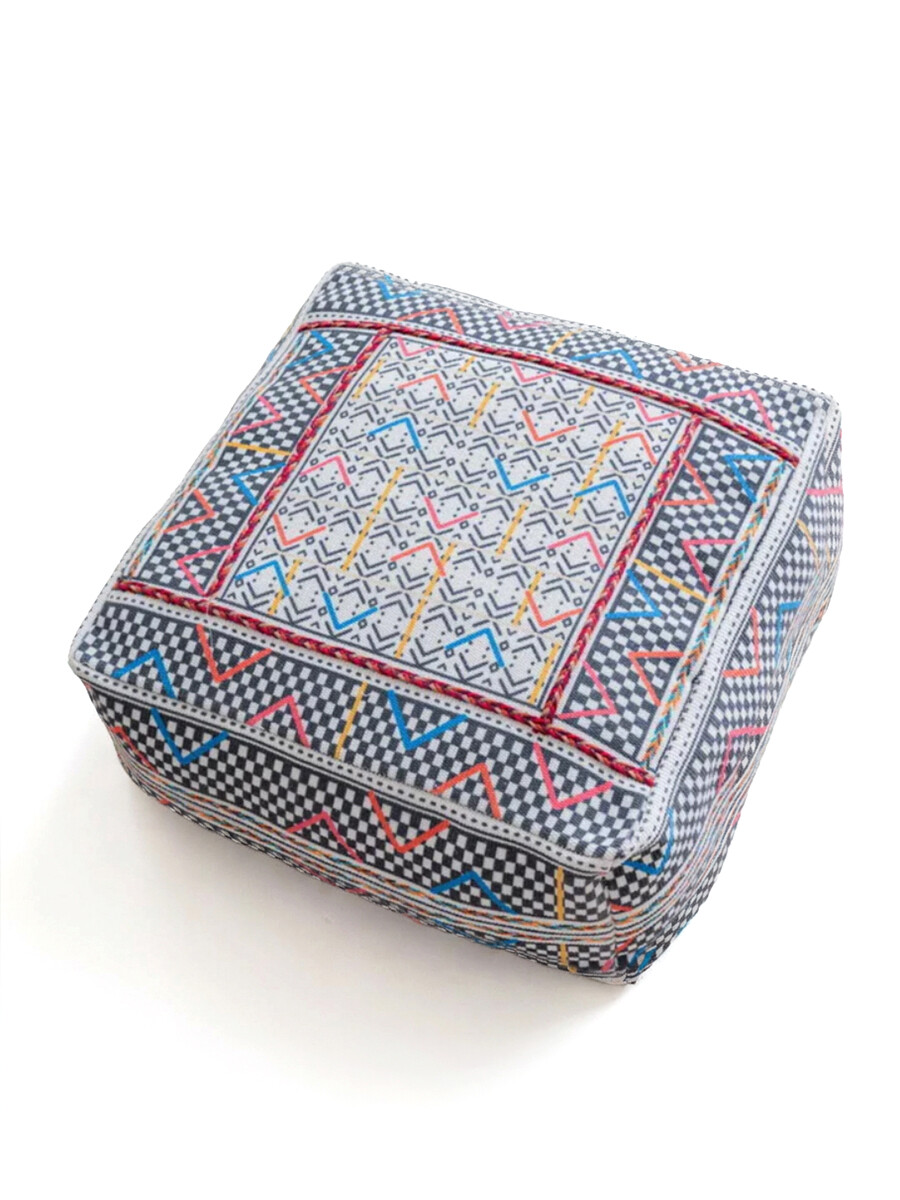 PUFF CUADRADO TEXTIL ETNICO CORAL - CORAL 