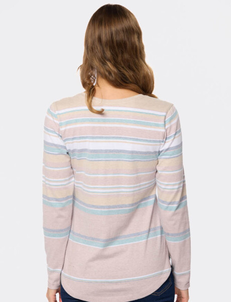 REMERA RAYADA BOTONES Lavanda