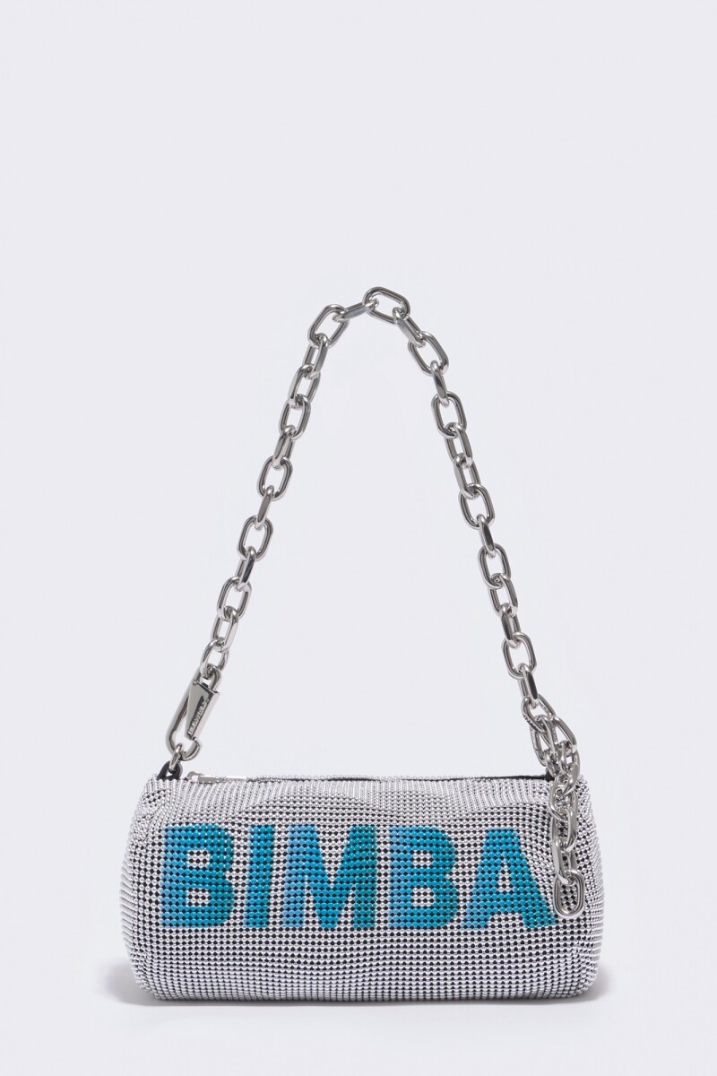 Bolso cilindro S malla Plata