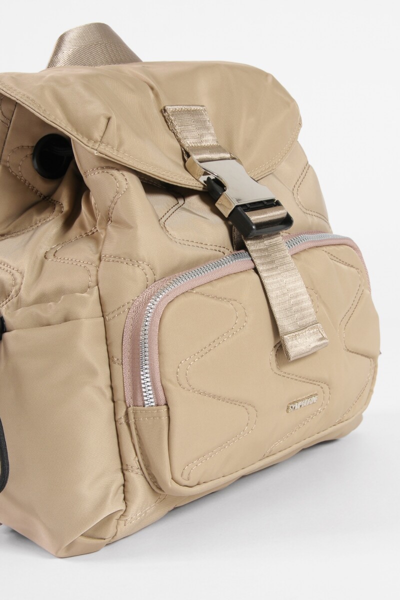 Mochila wavy con bolsillo frontal beige