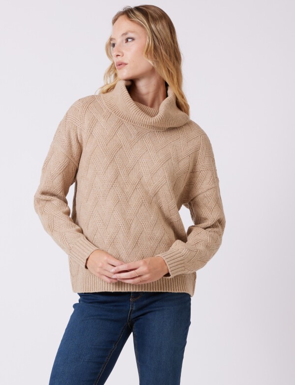 Buzo Cuello Volcado BEIGE