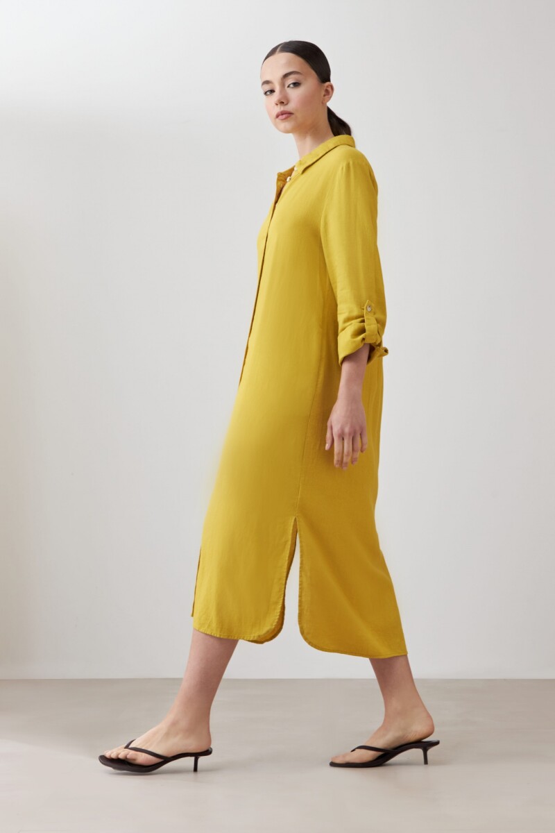 Vestido de lino camisero pistacho