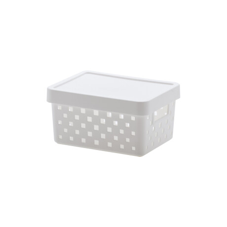 Canasto Organizador Con Tapa Cuadrillé 19x14x10 Cm Blanco Canasto Organizador Con Tapa Cuadrillé 19x14x10 Cm Blanco