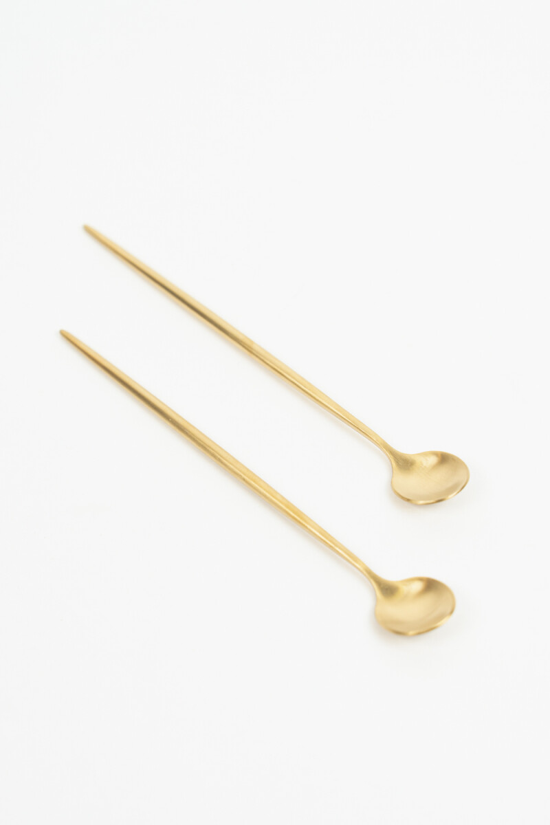 Cuchara Mango Largo Fiordo, Set 2 Un. Dorado - Color Unico 