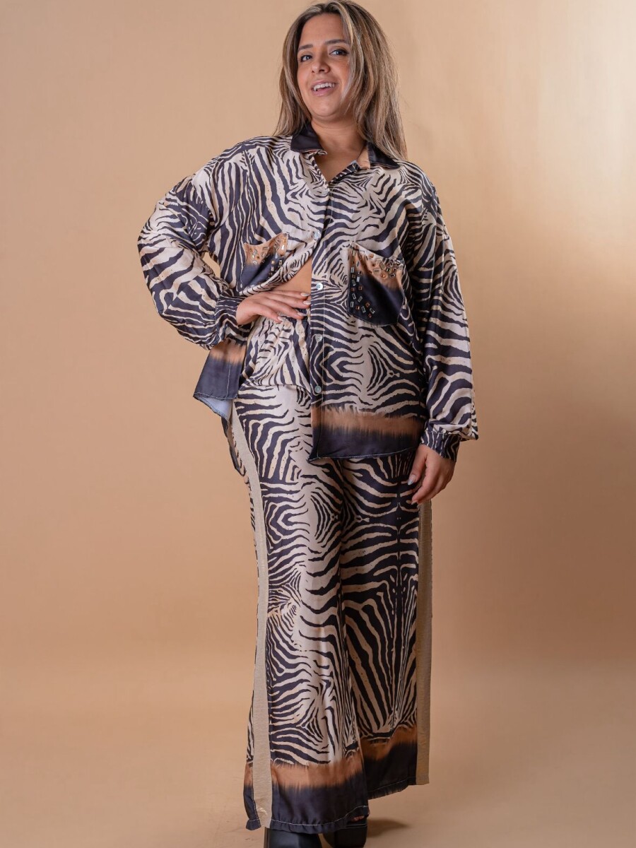 Conjunto de seda animal print Conjunto de seda animal print