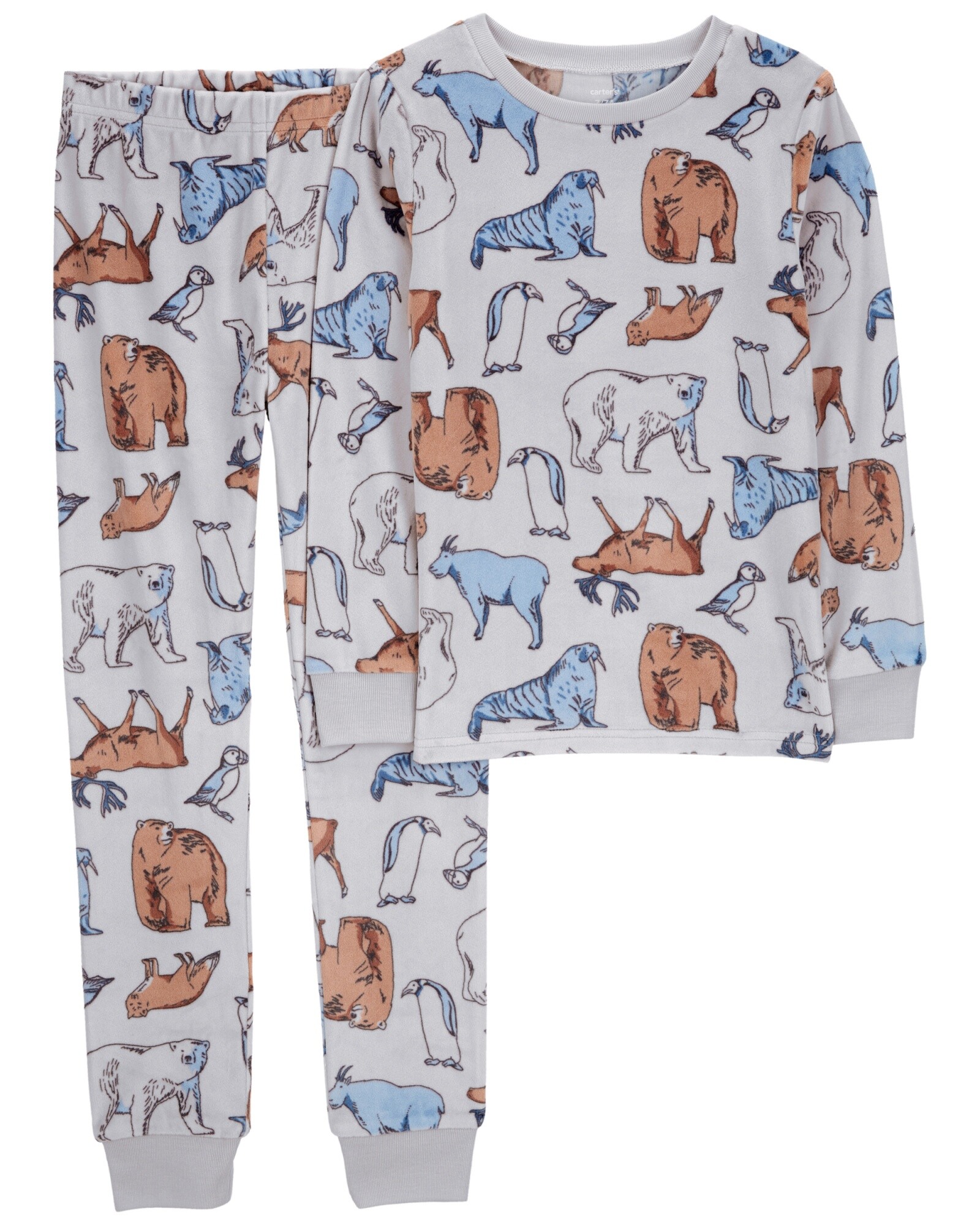 Pijama dos piezas de micropolar, pantalón y remera, diseño animales Sin color