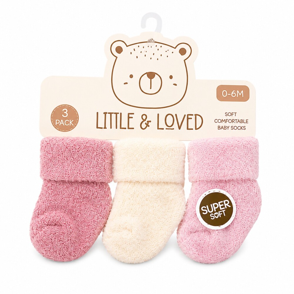 Set x3 medias 0 a 6 meses little & loved rosado