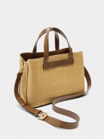 Bolso Tote De Efecto Rafia Con Colgante natural