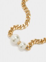 Collar Corto De Eslabones Con Perlas blanco