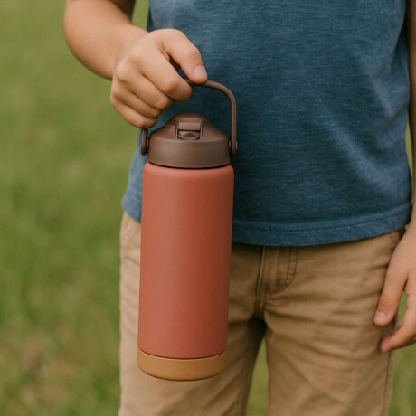 Botellas térmicas de acero inoxidable con asa y colores pastel 1000ML Rojo
