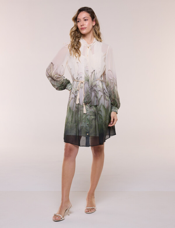 Vestido Gasa Print Lazo CRUDO/MULTI
