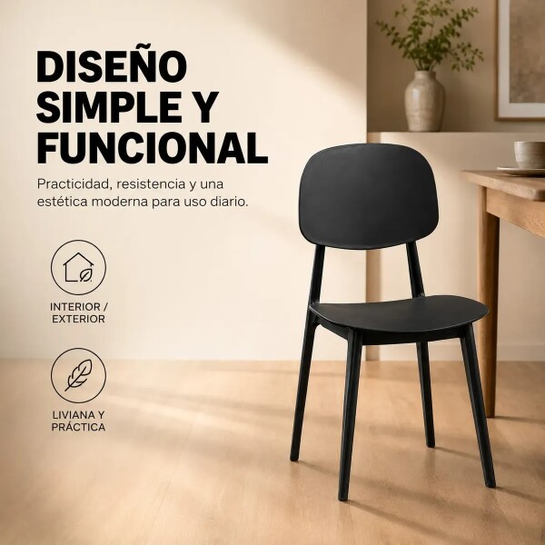 Silla Comedor ComboHome Visby Blanca Diseño Moderno Calidad Color Negro