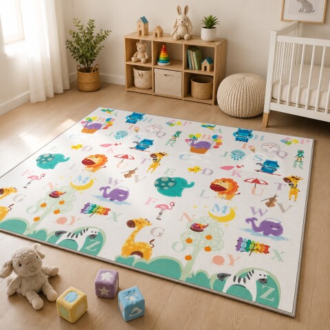 Alfombra Bebé Reversible Plegable Impermeable 200x150cm MNM Blanco 1