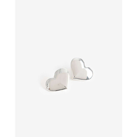 Aros Clip Corazón Bañado En Oro Plateado