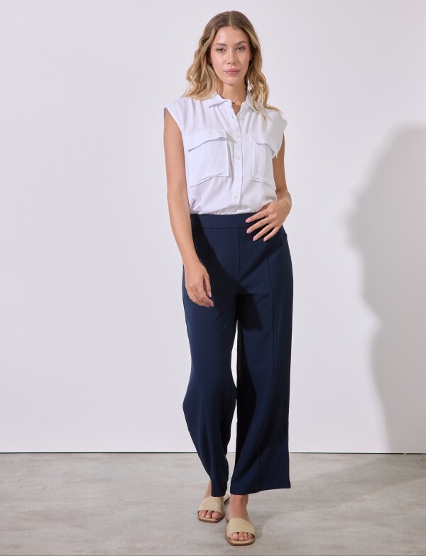 Pantalon Crepe Recto AZUL