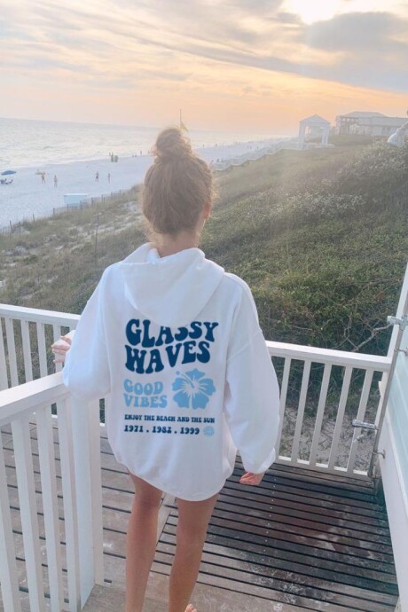 Hoodie Good Vibes Celeste / Natural U