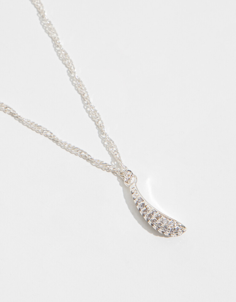 Cadena Corta con Dije Strass Collar Con Dije De Gota - Plateado Rodio