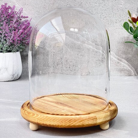 Cubre Postre Campana Vidrio C/base Madera Alto 20cm x Ø 17cm Cubre Postre Campana Vidrio C/base Madera Alto 20cm x Ø 17cm