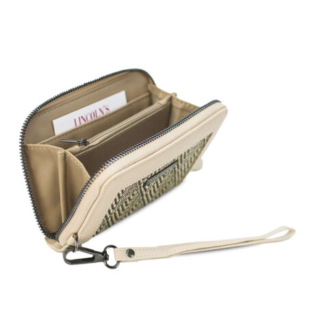 Billetera Lorenza Tejido Arena y Negro