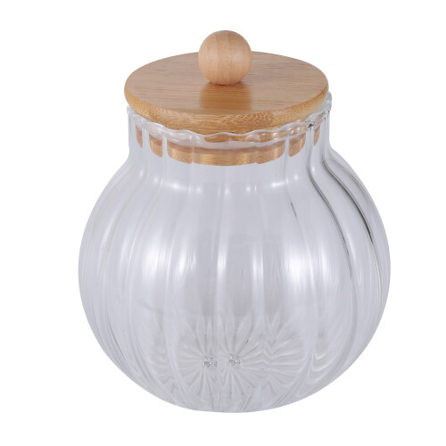 Frasco vidrio tapa madera 400ml N/a