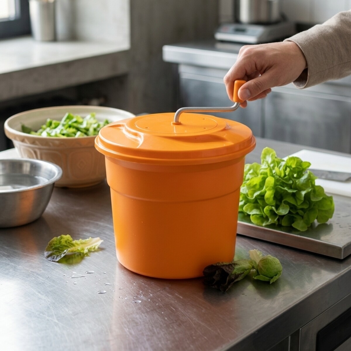 Centrifugadora de Verduras de Acrílico Naranja 12 Litros 