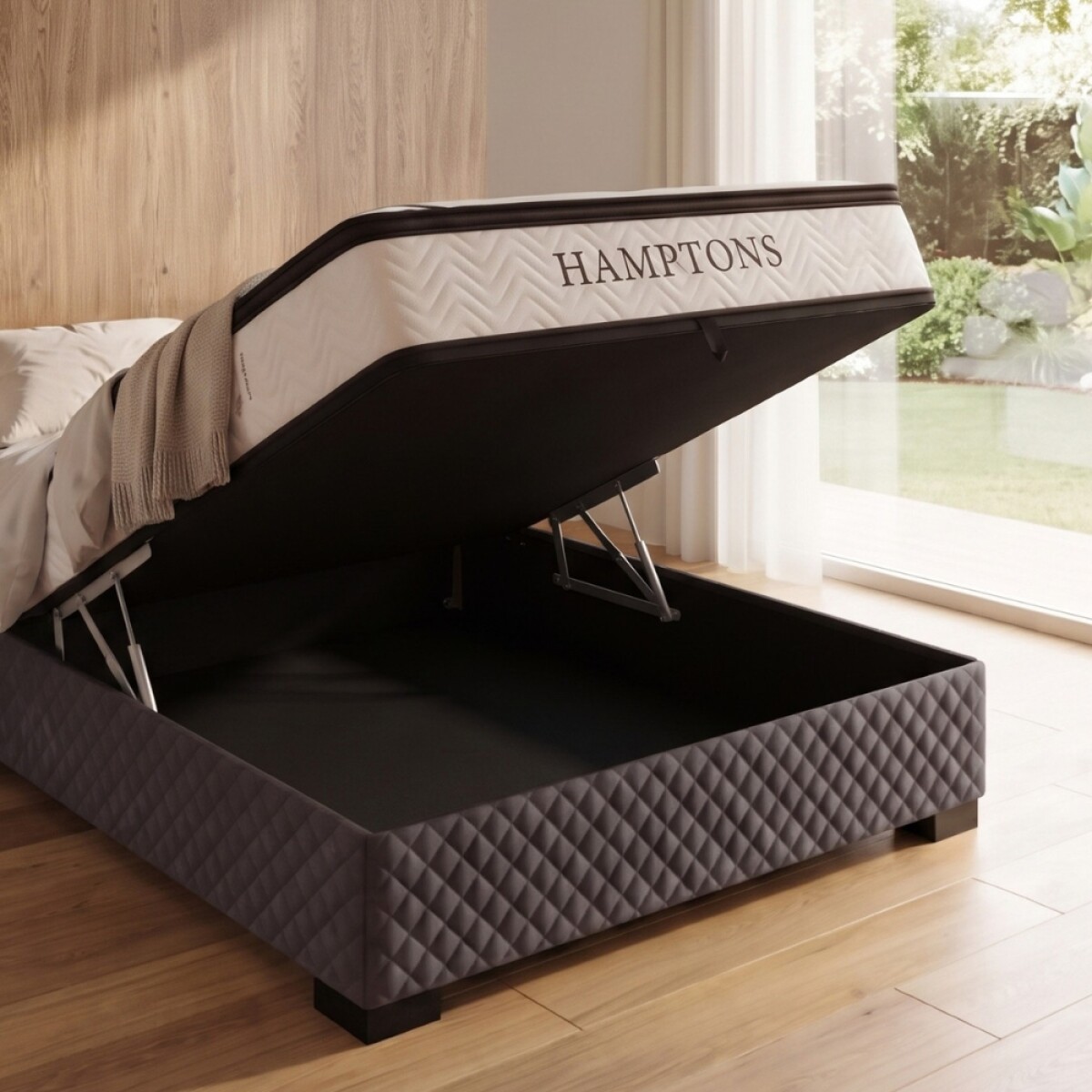Cama Baul 2 plazas + Colchon HAMPTONS Palladium 