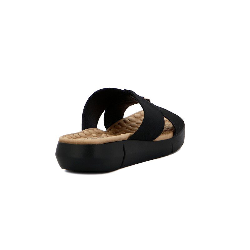 Wonder Sandalias Dama Confort Tira Cruzada C/ Aplique Negro
