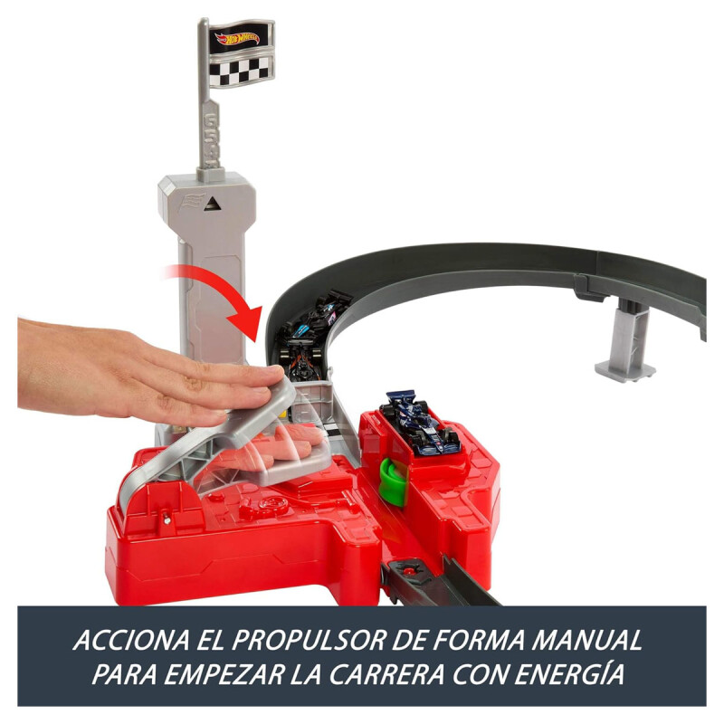 Pista de Carreras Formula 1 y Hot Wheels con 3 coches metálicos a Escala 1:64 Pista de Carreras Formula 1 y Hot Wheels con 3 coches metálicos a Escala 1:64