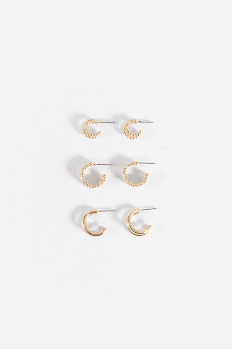 Set de 3 aros dobles dorado